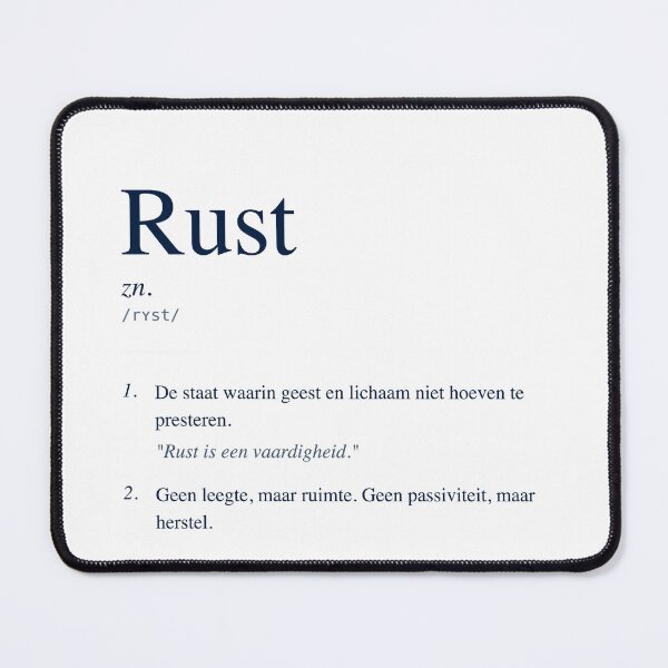 Item preview, Rust (zn.) — minimalist Dutch dictionary definition print designed and sold by BalancedCoNL.