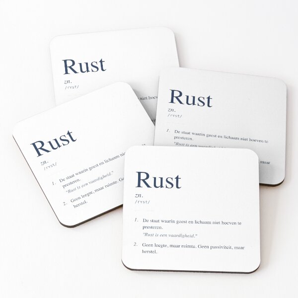 Item preview, Rust (zn.) — minimalist Dutch dictionary definition print designed and sold by BalancedCoNL.