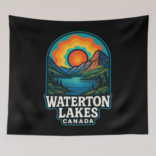 Item preview, Waterton Lakes Canada Retro Trippy Art Travel designed and sold by TomFrontierArt.