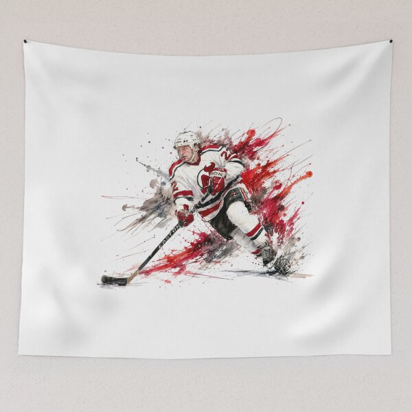 Item preview, Claude Lemieux New Jersey Devils – Dynamic Watercolor Hockey Art designed and sold by Essémké.