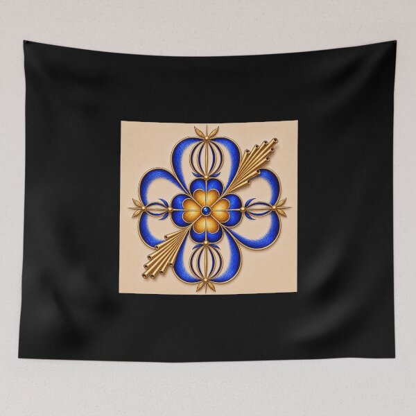 Item preview, Royal Axis Flower Blue Beige- Seal of Success designed and sold by RAIPrintStudio.