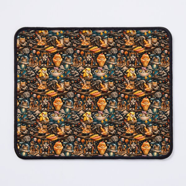 Item preview, Pattern of whimsical cats with astronaut and food elements. designed and sold by elopezstock.