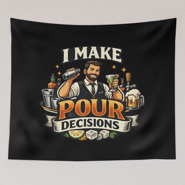Item preview, I Make Pour Decisions - Funny Bartender Drinking Pun designed and sold by SidTastic .