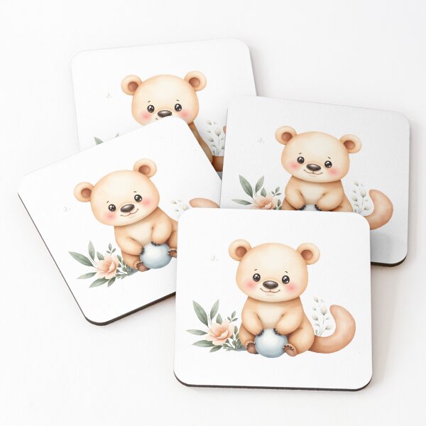Item preview, Cute Baby Platypus Sitting With Blue Ball and Flowers designed and sold by Passionread.