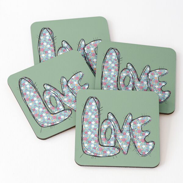 Item preview, Love Floral Patchwork with green background  designed and sold by missmann.