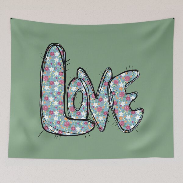 Item preview, Love Floral Patchwork with green background  designed and sold by missmann.