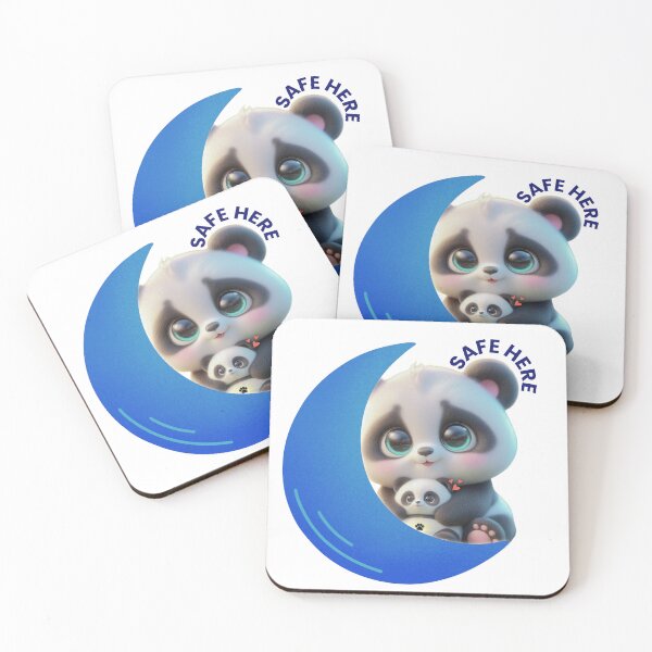 Item preview, Safe Here Panda on Blue Moon | Cute Kawaii Panda Aesthetic Sticker designed and sold by lunadesignsmoon.