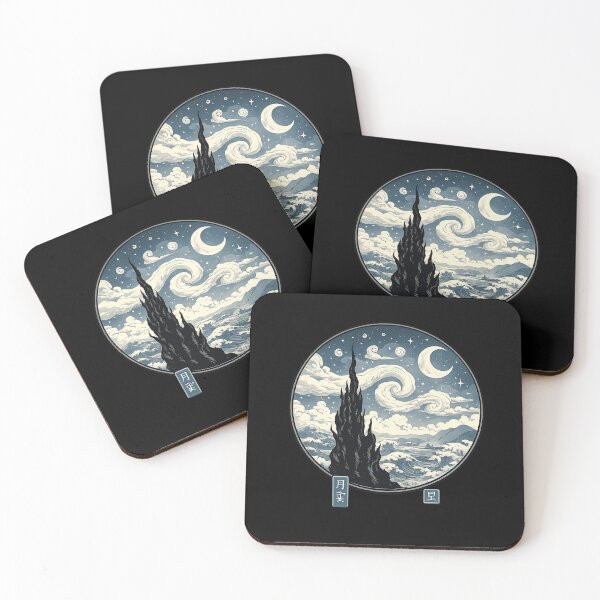 Item preview, Surreal Japanese Moon Waves - Dreamy Ukiyo-e Night Art designed and sold by TialCorner.