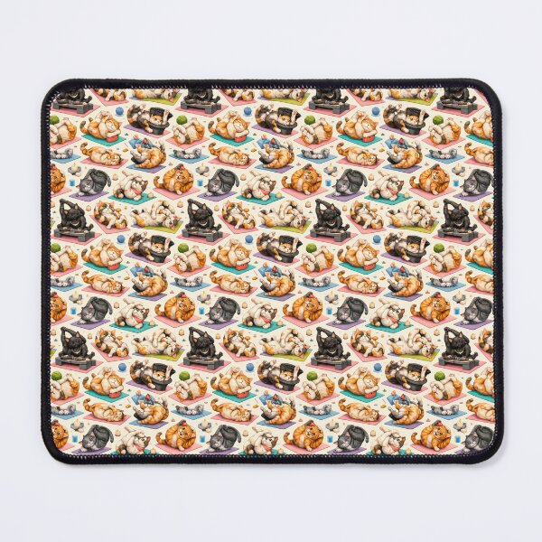 Item preview, Cats practicing yoga poses on mats (seamless pattern) designed and sold by elopezstock.
