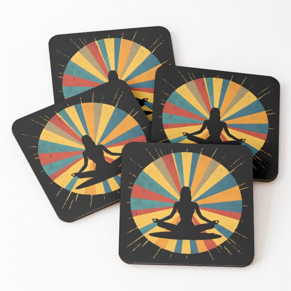 Item preview, Yoga Meditation Retro Sun Silhouette designed and sold by AlchemyColor.