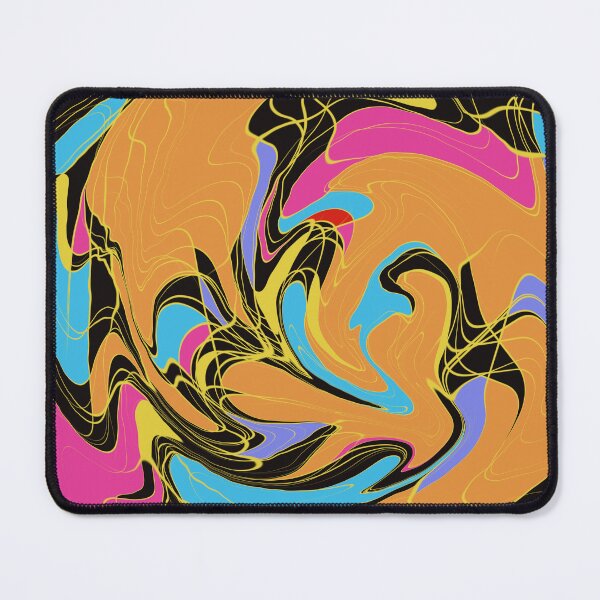 Item preview, Colorful, abstract, modern design full of joie de vivre in orange, blue, and pink with a black background designed and sold by Susanna Schorr.