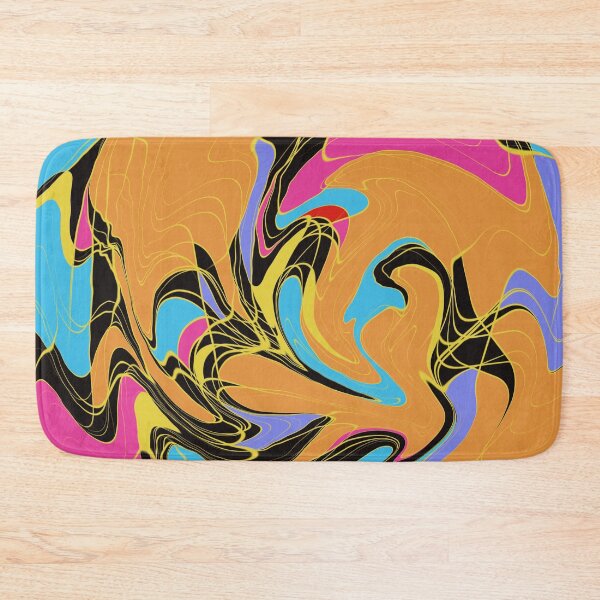 Item preview, Colorful, abstract, modern design full of joie de vivre in orange, blue, and pink with a black background designed and sold by Susanna Schorr.