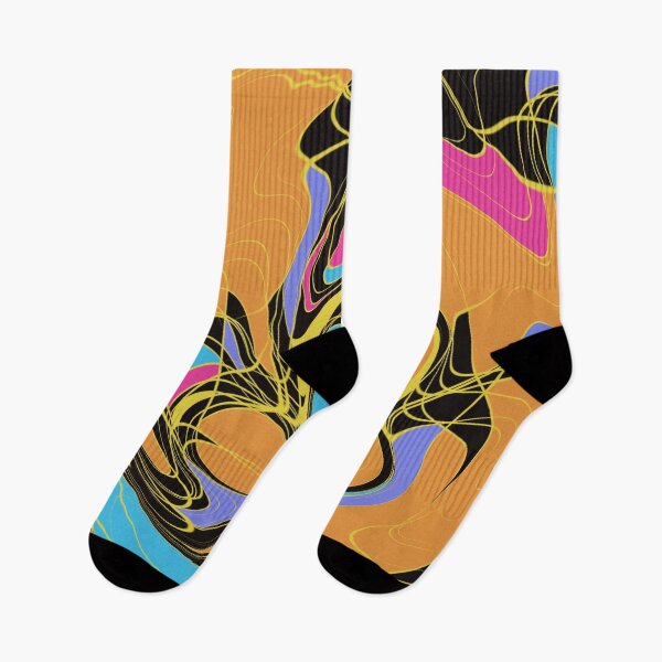 Item preview, Colorful, abstract, modern design full of joie de vivre in orange, blue, and pink with a black background designed and sold by Susanna Schorr.