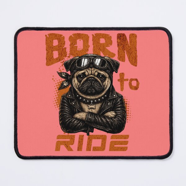 Item preview, Pug Biker Design – Born To Ride Funny Motorcycle Pug Gift designed and sold by PixelsPaws.