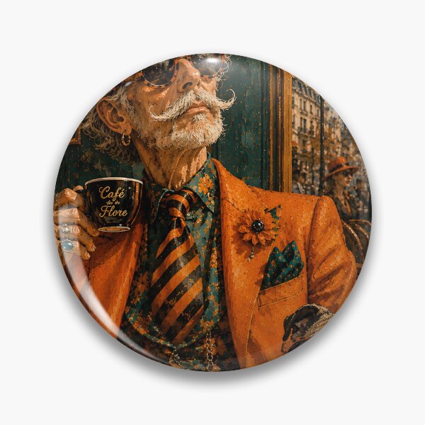 Item preview, Parisian Gentleman & Bulldog Café De Flore | Luxury Vintage Fashion Art Print designed and sold by Vibranta Studio.