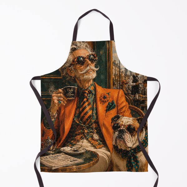 Item preview, Parisian Gentleman & Bulldog Café De Flore | Luxury Vintage Fashion Art Print designed and sold by Vibranta Studio.