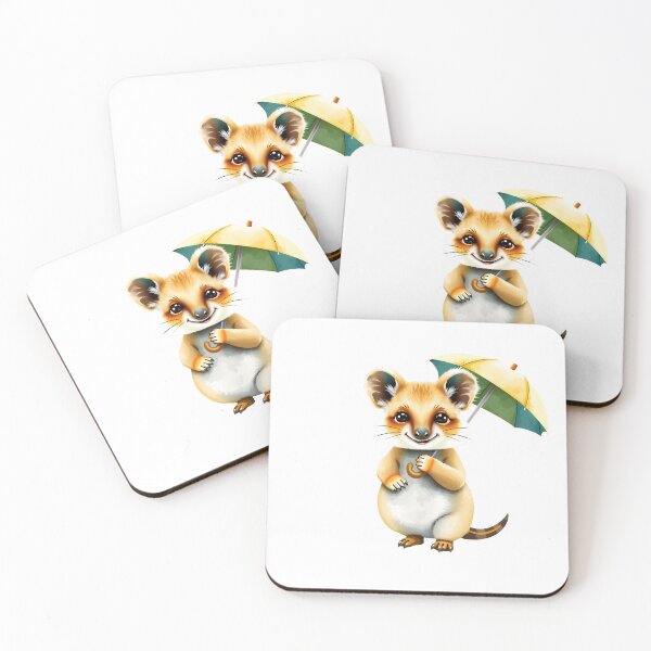 Item preview, Cute Quokka Holding Yellow and Teal Umbrella designed and sold by Passionread.