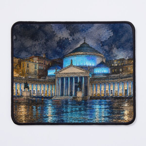 Item preview, Naples Italy Watercolor Night – Piazza del Plebiscito designed and sold by Aruellart.