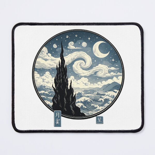 Item preview, Surreal Japanese Moon Waves - Dreamy Ukiyo-e Night Art designed and sold by TialCorner.