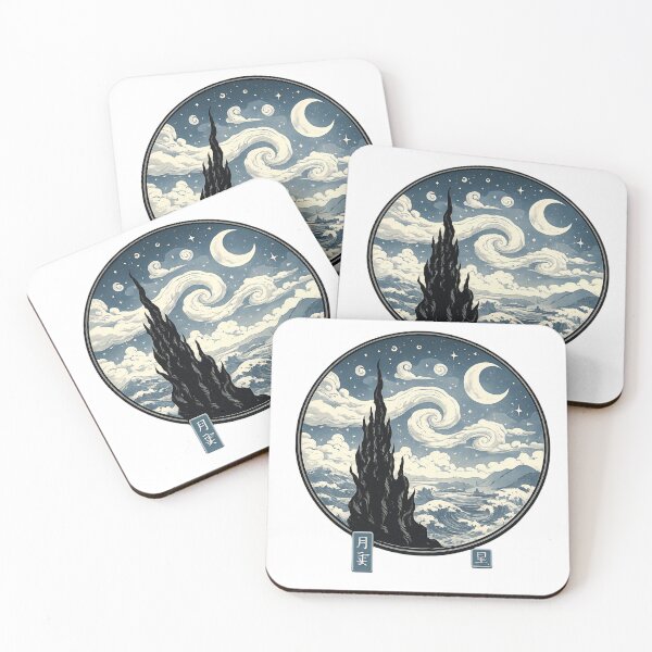 Item preview, Surreal Japanese Moon Waves - Dreamy Ukiyo-e Night Art designed and sold by TialCorner.