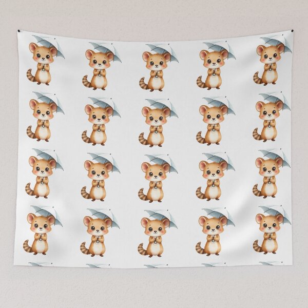 Item preview, Cute Quokka Holding White Umbrella in the Rain designed and sold by Passionread.