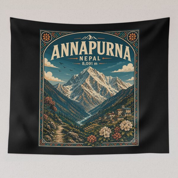 Item preview, Annapurna Mountain (Himalayas) Nepal, Vintage Art Travel Landscape designed and sold by MaateoDesign.