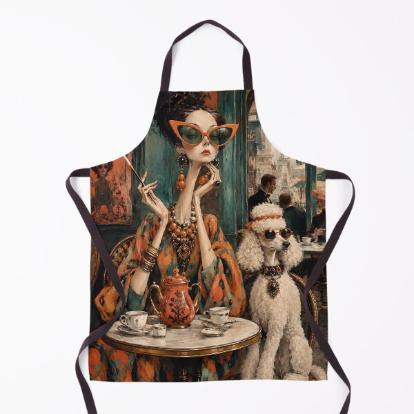 Item preview, Parisian Lady & Poodle Café Chic | Luxury Vintage Fashion Art Print designed and sold by Vibranta Studio.