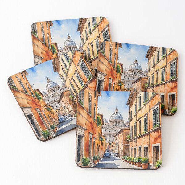 Item preview, Roman Sunsets – St. Peter's Basilica Watercolor Art designed and sold by UmSkelig834.