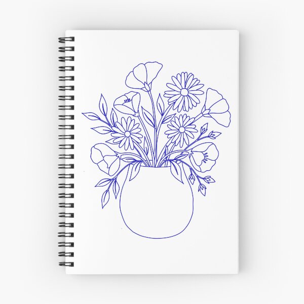Item preview, Blue floral line art designed and sold by findlost.