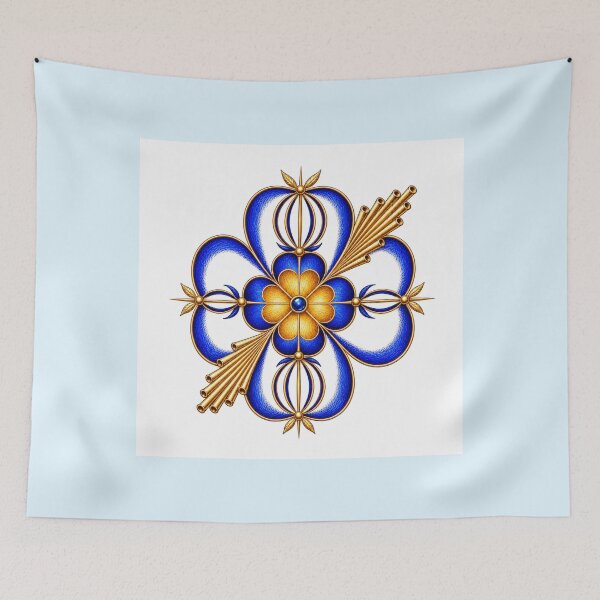 Artikelvorschau, Royal Axis Flower Blau Weiß - Siegel des Erfolgs entworfen und verkauft von RAIPrintStudio.