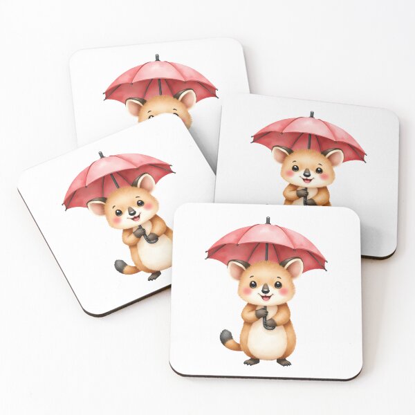 Item preview, Cute Happy Quokka Holding Red Umbrella designed and sold by Passionread.