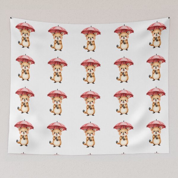 Item preview, Cute Happy Quokka Holding Red Umbrella designed and sold by Passionread.