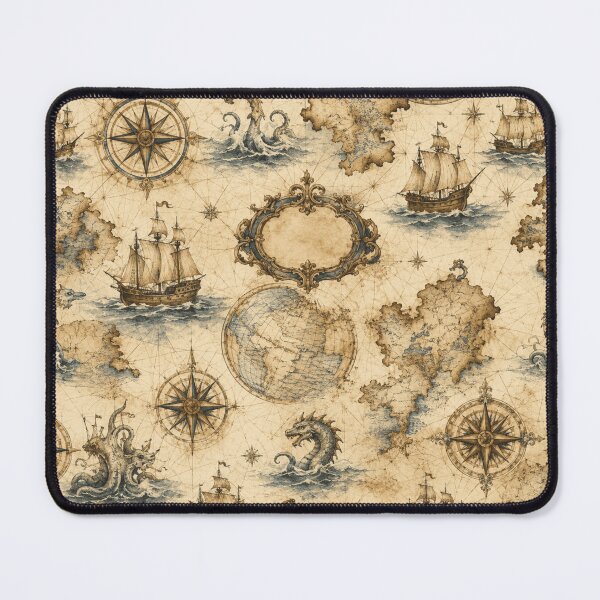 Item preview, Vintage Map Compass Rose Watercolor Seamless Pattern designed and sold by Inkworksbyshery.