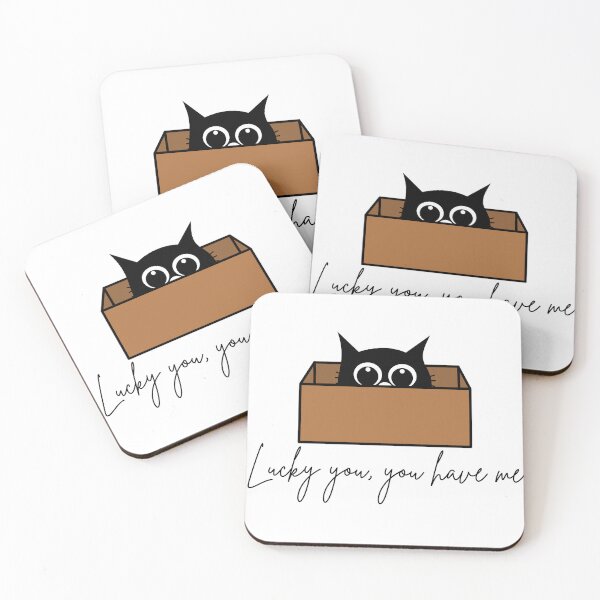 Item preview, Lucky You, You Have Me – Typography Design Black Cute Cat Gift Box  designed and sold by Art_IN_Design.
