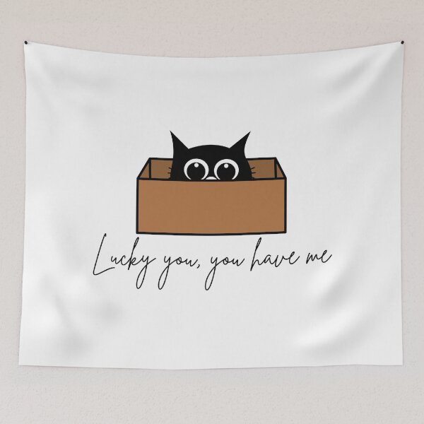 Item preview, Lucky You, You Have Me – Typography Design Black Cute Cat Gift Box  designed and sold by Art_IN_Design.