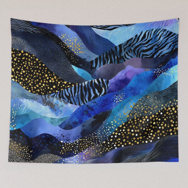 Item preview, Midnight Blue, Aqua, Golden Faux Animal Print Abstract  designed and sold by DEC02.