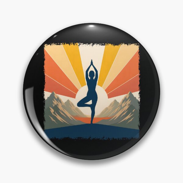 Item preview, Yoga Meditation Retro Sun Silhouette designed and sold by AlchemyColor.