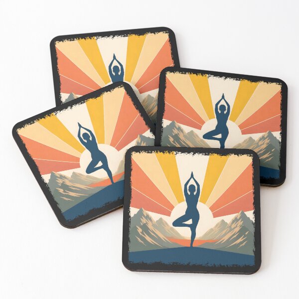 Item preview, Yoga Meditation Retro Sun Silhouette designed and sold by AlchemyColor.