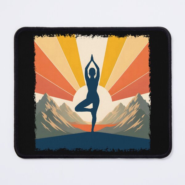 Item preview, Yoga Meditation Retro Sun Silhouette designed and sold by AlchemyColor.