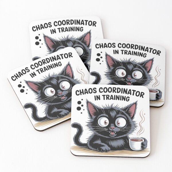 Item preview, Chaos Coordinator in Training Black Cat Coffee Funny Cat Lover Design designed and sold by Cool-cat-art.