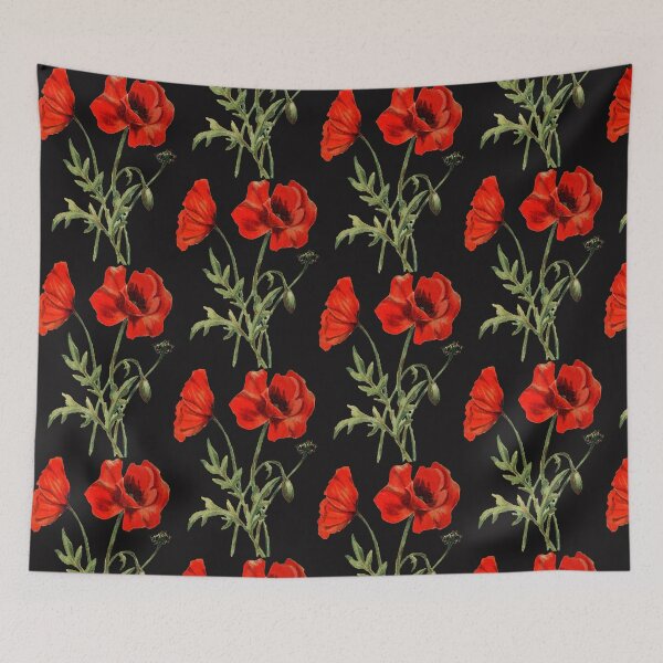 Item preview, vintage red flowers designed and sold by okapia concolor.