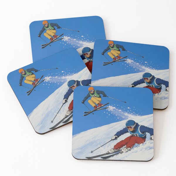 Item preview, Slope Rivals – Retro Ski Action Poster designed and sold by  Hollow Moon Studios..