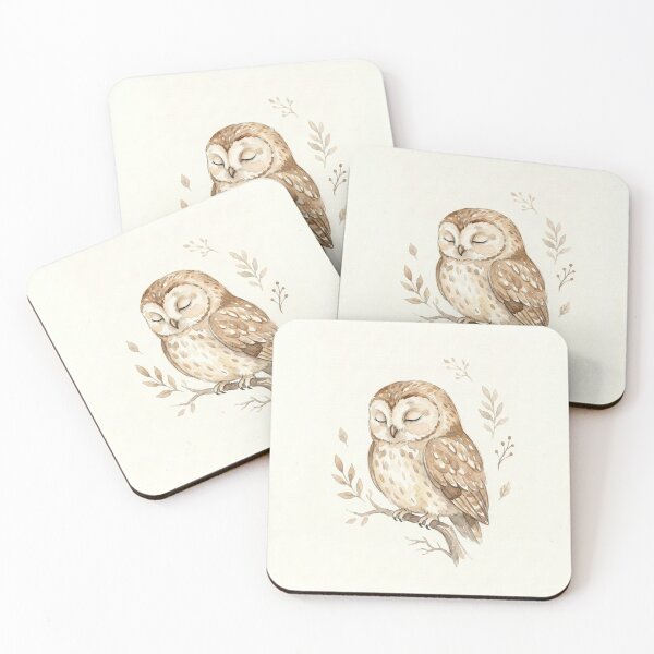 Item preview, Cute Sleeping Baby Owl Watercolor Illustration designed and sold by drhett09.