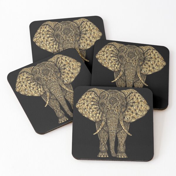 Item preview, Luxury Gold Geometric Elephant Art | Metallic Wildlife designed and sold by Rawafi Art Studio.