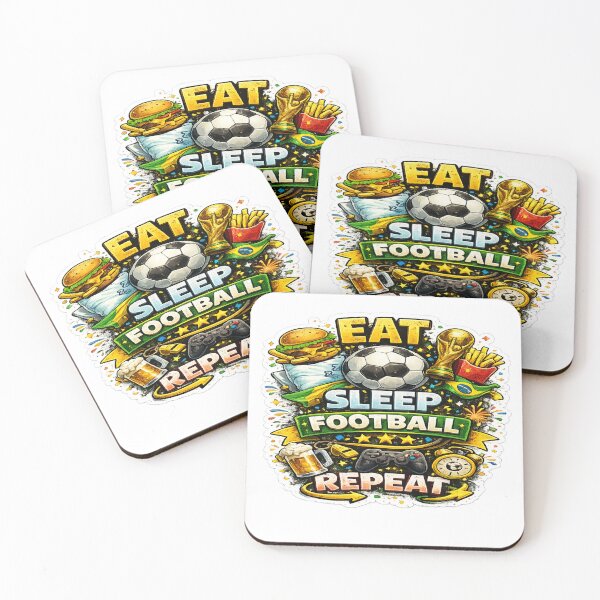 Item preview, Eat Sleep Football Repeat Sticker | Funny Soccer Fan World Cup Design designed and sold by Ermicioi.