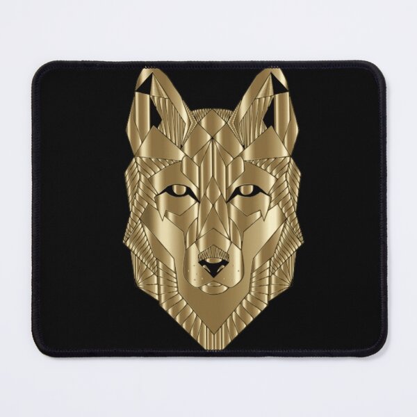 Item preview, 3D Geometric Gold Wolf Art | Metallic Wildlife designed and sold by Rawafi Art Studio.