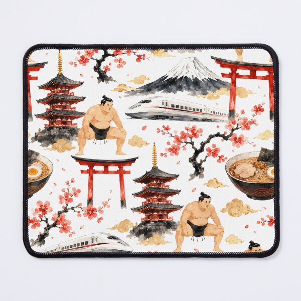 Item preview, Tokyo City Icons Watercolor Seamless Travel Pattern designed and sold by Inkworksbyshery.