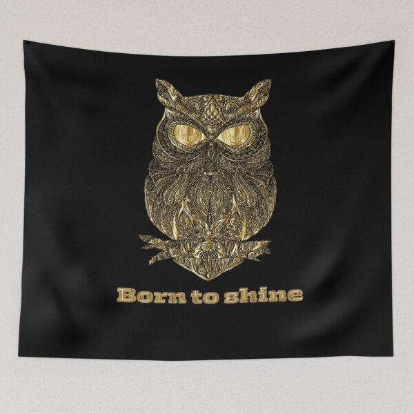 Item preview, Gold Owl Born To Shine Artwork | Luxury Design designed and sold by Rawafi Art Studio.
