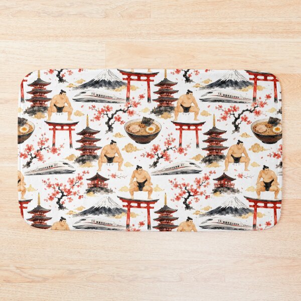 Item preview, Tokyo City Icons Watercolor Seamless Travel Pattern designed and sold by Inkworksbyshery.