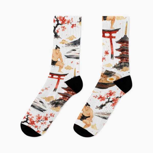 Item preview, Tokyo City Icons Watercolor Seamless Travel Pattern designed and sold by Inkworksbyshery.